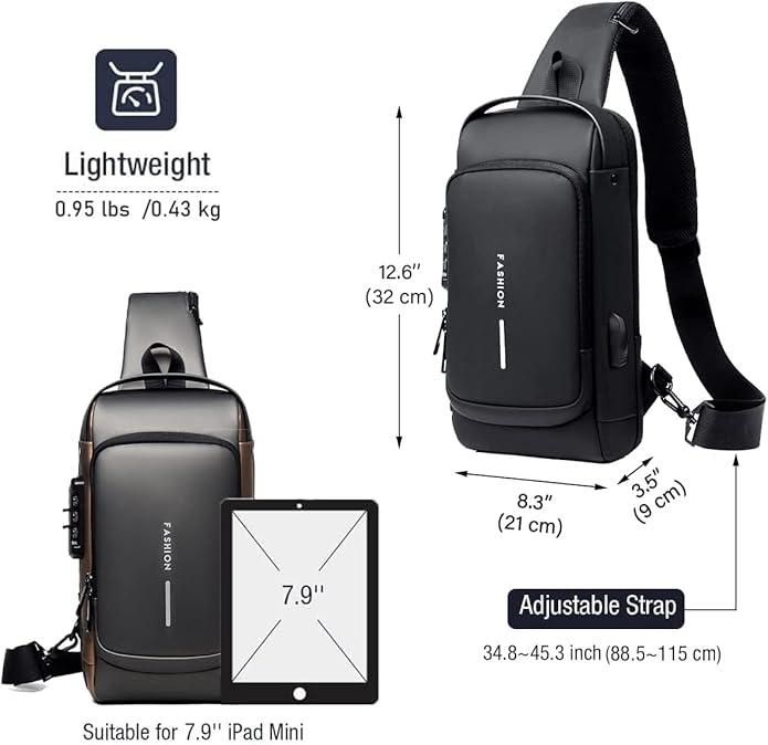 Leather Waterproof Sling Cross Backpack Bag