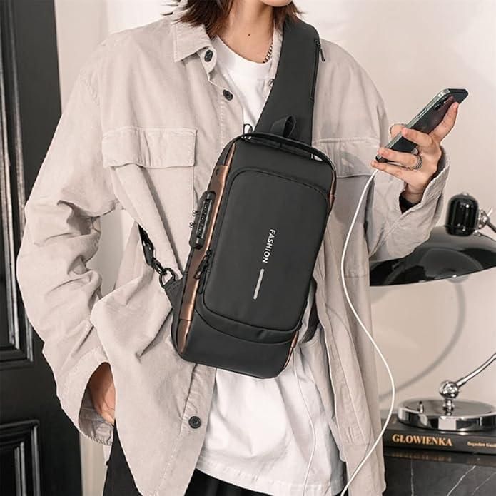 Leather Waterproof Sling Cross Backpack Bag