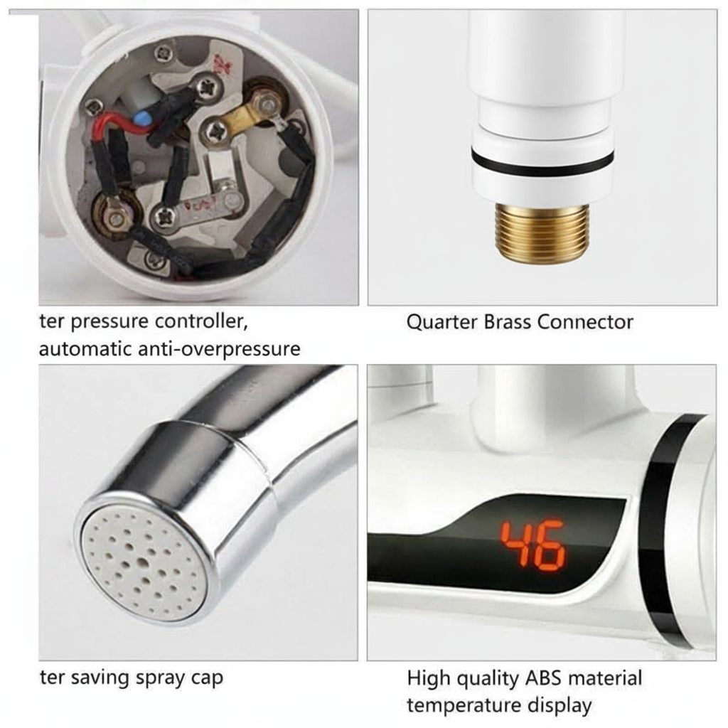 Instant Electric (3000W) Water Heater Faucet Tap Home-Kitchen