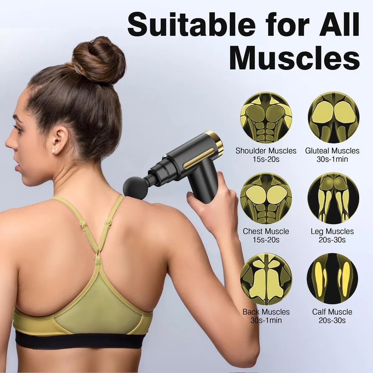 Rechargeable Mini Pro Massage Gun – Deep Tissue Handheld Massager with 6 Speeds & 4 Heads for Full Body Muscle Pain Relief