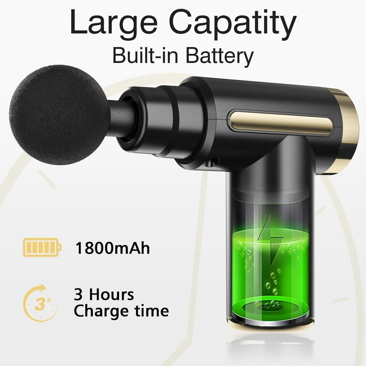 Rechargeable Mini Pro Massage Gun – Deep Tissue Handheld Massager with 6 Speeds & 4 Heads for Full Body Muscle Pain Relief