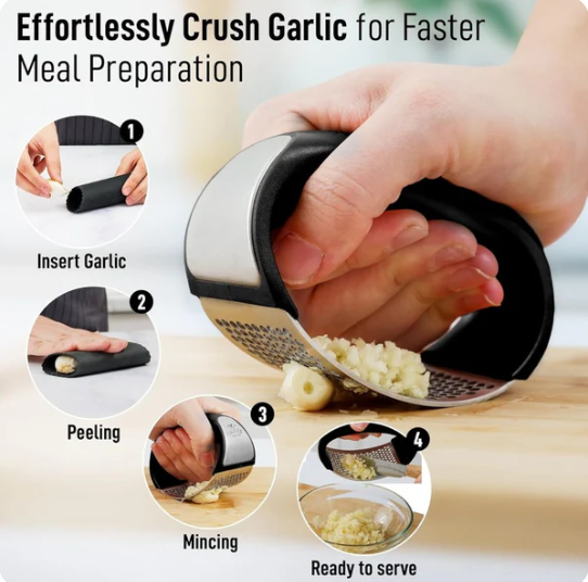 Stainless Steel Garlic Crusher (Pack of 2)
