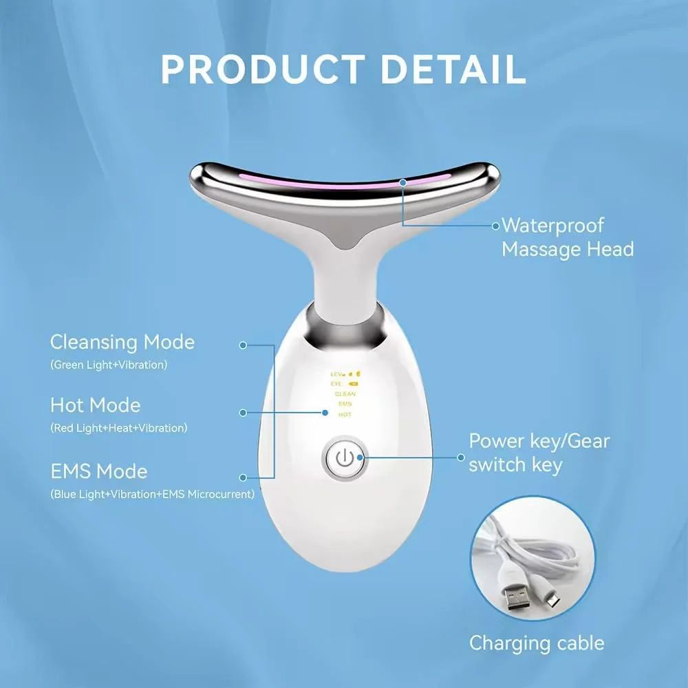 Wrinkle Remover Face Massager with 9 Modes Slimming and Uplift Wand - Eye, Face, Neck Massage